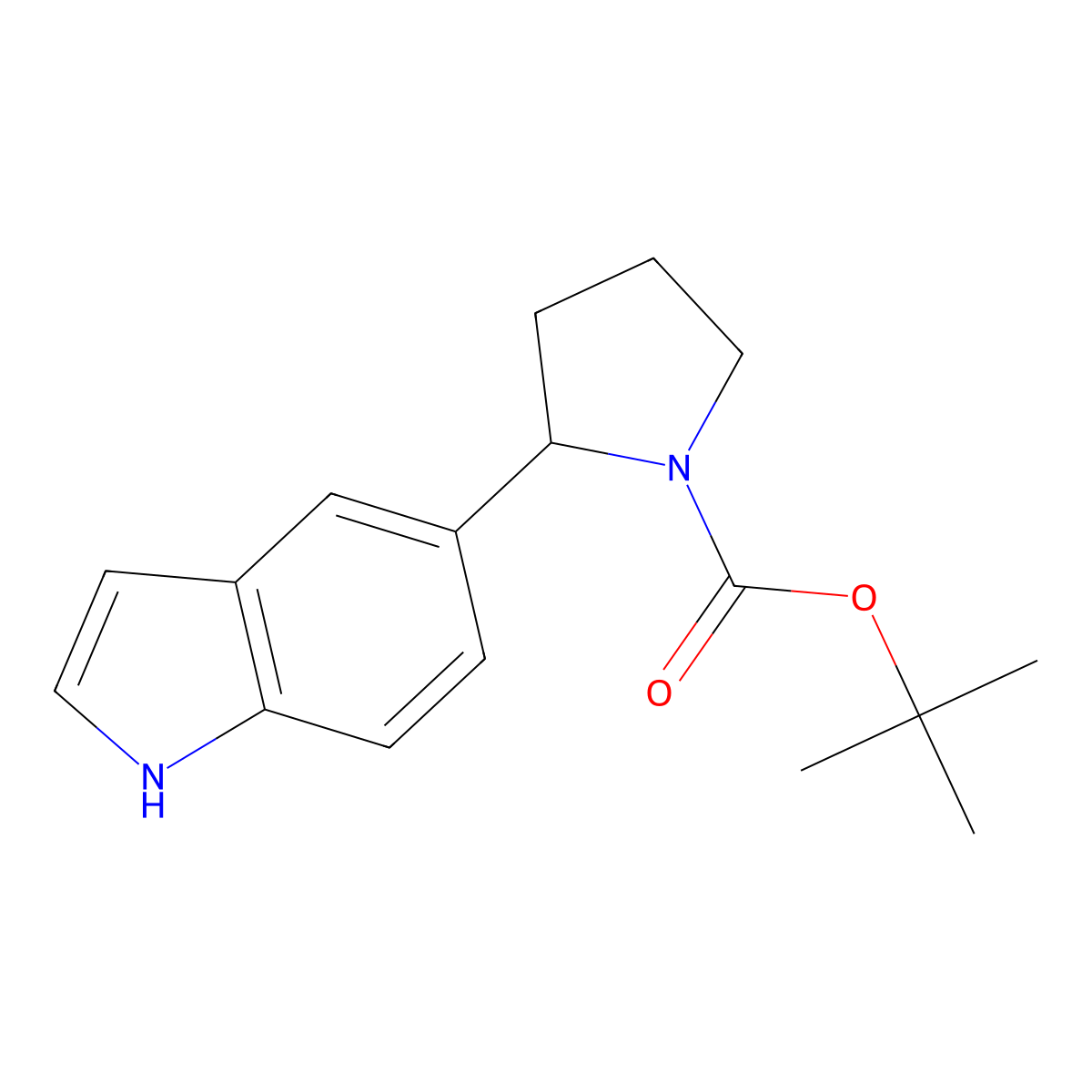 tert-Butyl 2-(1H-indol-5-yl)pyrrolidine-1-carboxylate molecular structure, CAS 1355182-61-4