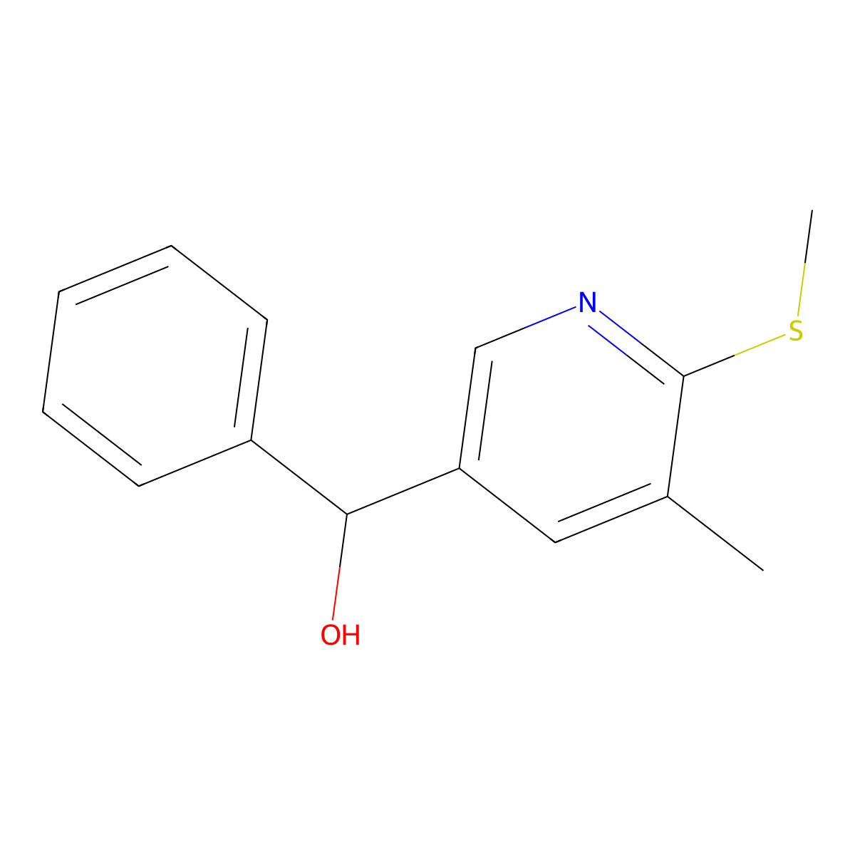 (5-Methyl-6-methylsulfanyl-pyridin-3-yl)-phenyl-methanol molecular structure, CAS 1355182-87-4