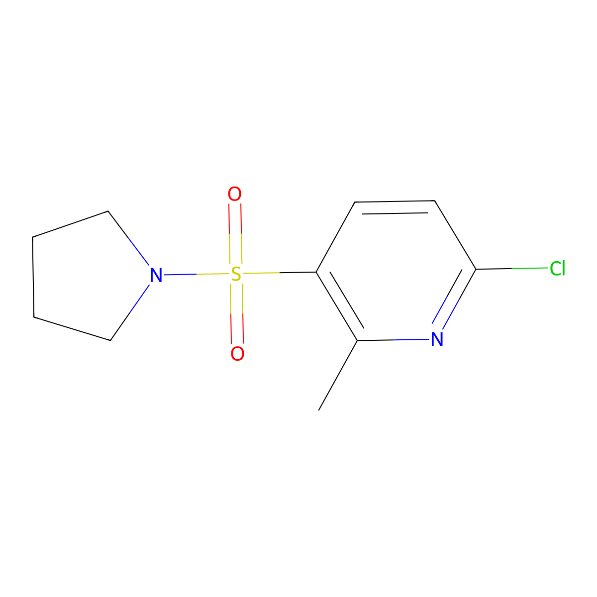 6-Chloro-2-methyl-3-(pyrrolidin-1-ylsulfonyl)pyridine molecular structure, CAS 1355188-90-7