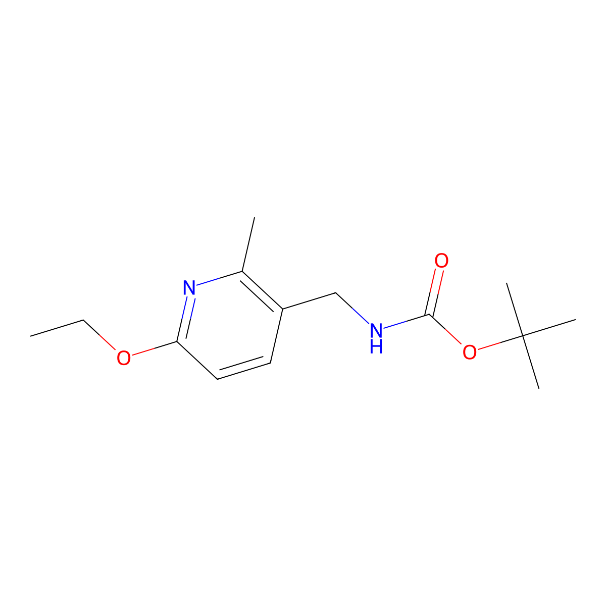 tert-Butyl ((6-ethoxy-2-methylpyridin-3-yl)methyl)carbamate molecular structure, CAS 1355189-35-3