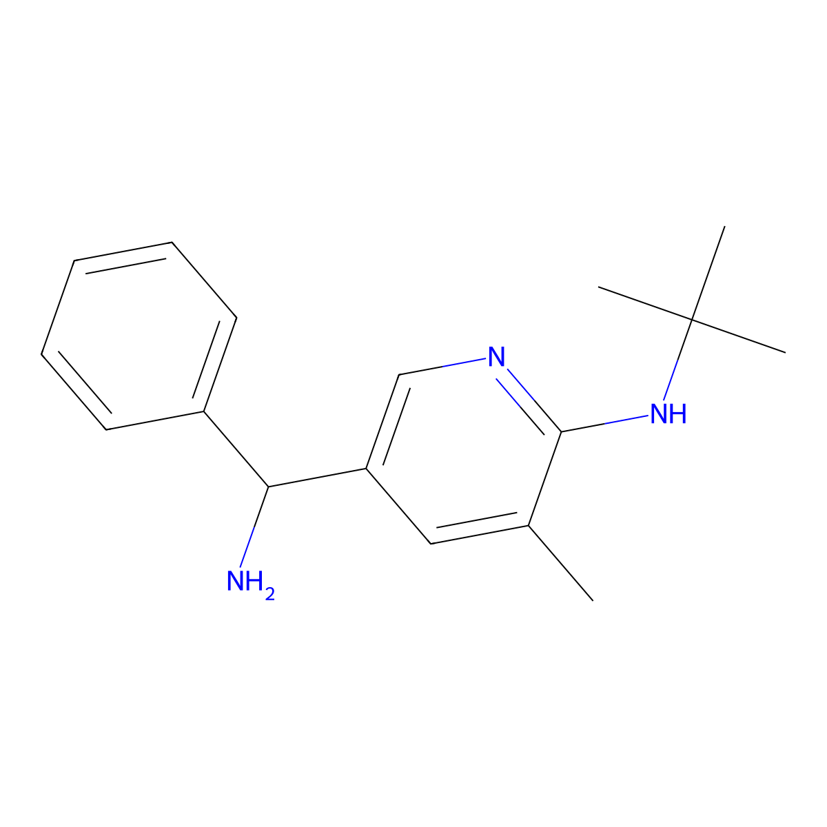 5-(Amino(phenyl)methyl)-N-(tert-butyl)-3-methylpyridin-2-amine molecular structure, CAS 1355190-51-0