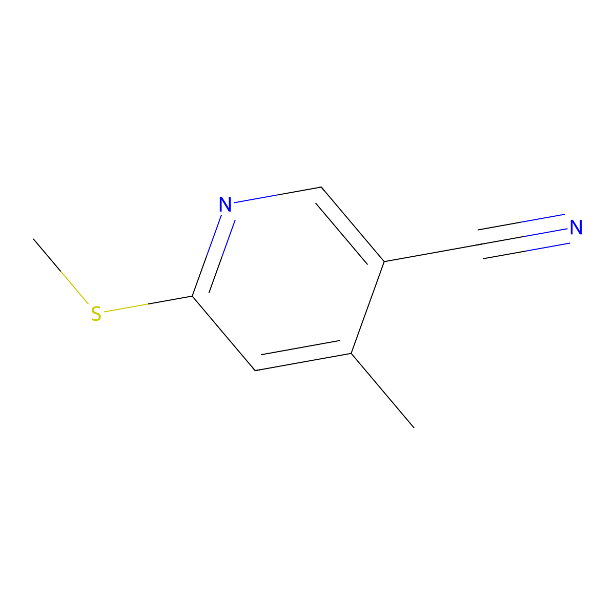 4-Methyl-6-(methylthio)nicotinonitrile molecular structure, CAS 1355191-21-7