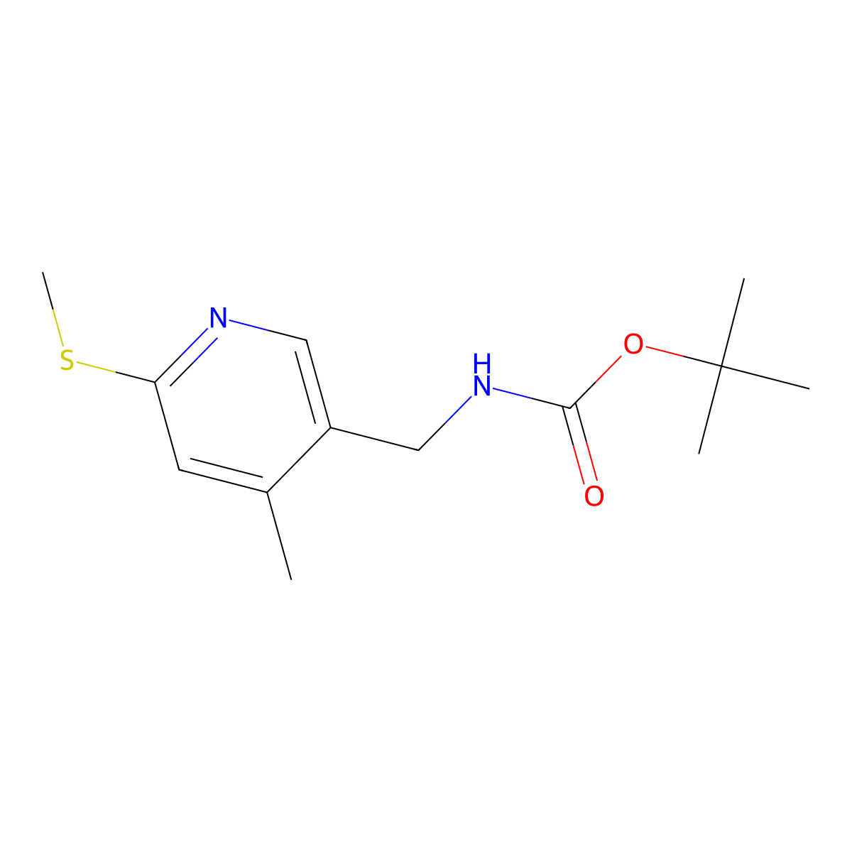 (4-Methyl-6-methylsulfanyl-pyridin-3-ylmethyl)-carbamic acid tert-butyl ester molecular structure, CAS 1355191-32-0
