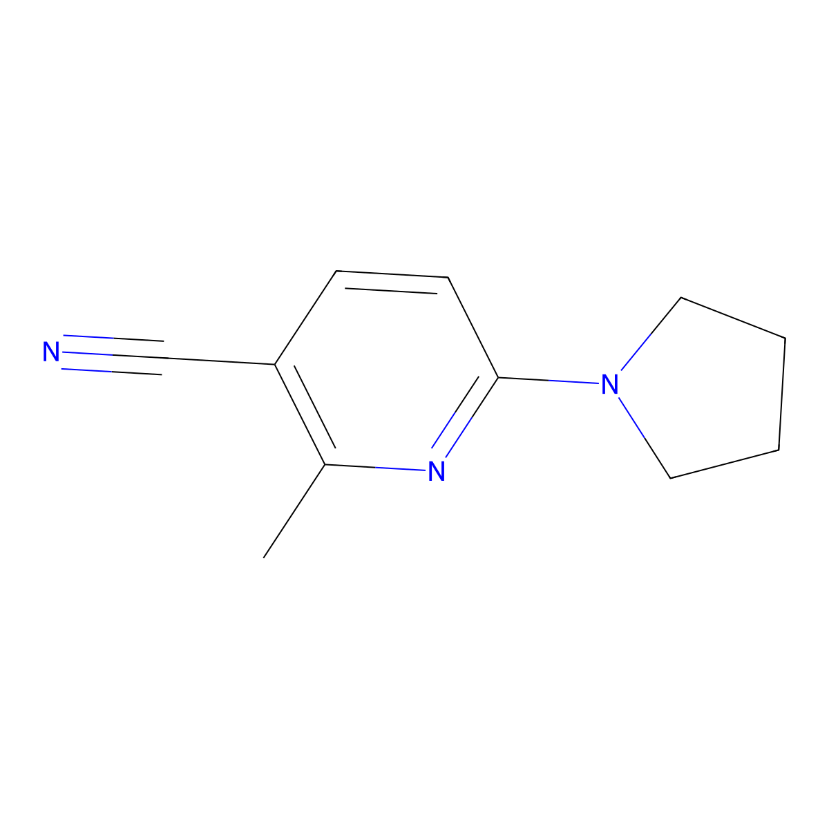 2-Methyl-6-(pyrrolidin-1-yl)nicotinonitrile molecular structure, CAS 1355191-36-4
