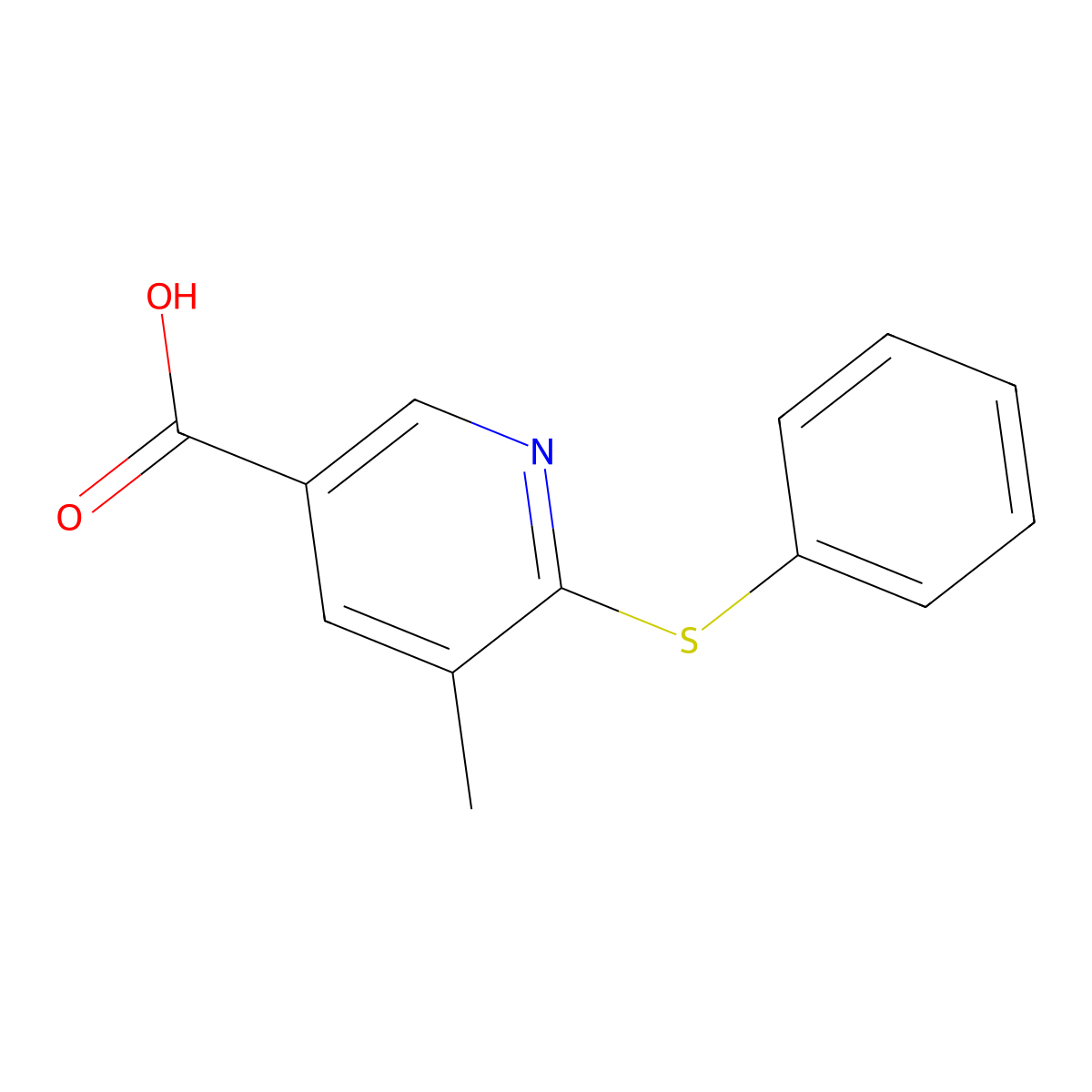 5-Methyl-6-phenylsulfanyl-nicotinic acid molecular structure, CAS 1355192-23-2