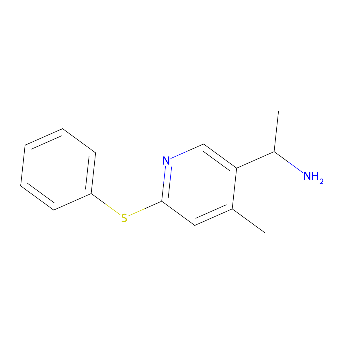 1-(4-Methyl-6-(phenylthio)pyridin-3-yl)ethanamine molecular structure, CAS 1355192-51-6