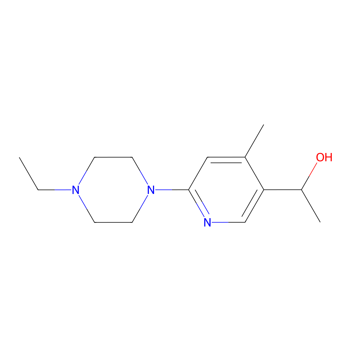 1-[6-(4-Ethyl-piperazin-1-yl)-4-methyl-pyridin-3-yl]-ethanol molecular structure, CAS 1355192-53-8