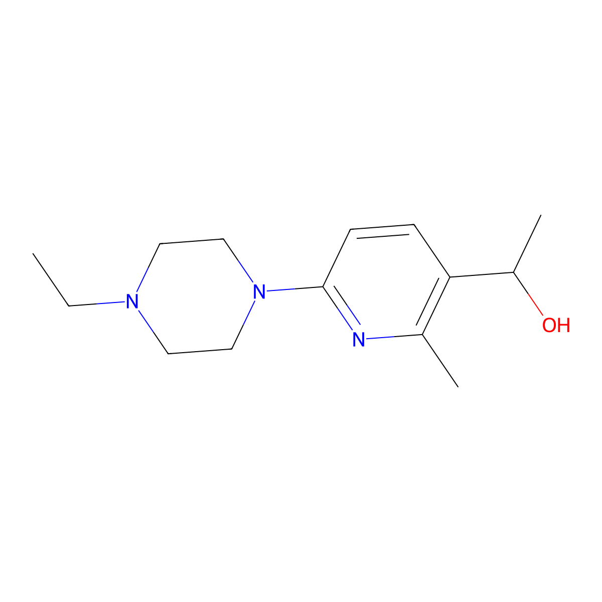 1-(6-(4-Ethylpiperazin-1-yl)-2-methylpyridin-3-yl)ethanol molecular structure, CAS 1355192-79-8
