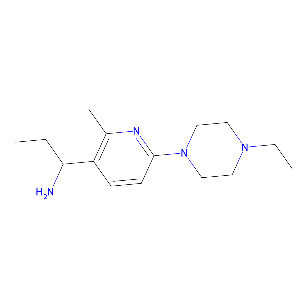1-(6-(4-Ethylpiperazin-1-yl)-2-methylpyridin-3-yl)propan-1-amine molecular structure, CAS 1355192-90-3