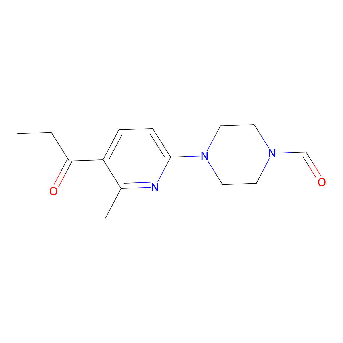 4-(6-Methyl-5-propionylpyridin-2-yl)piperazine-1-carbaldehyde molecular structure, CAS 1355193-14-4