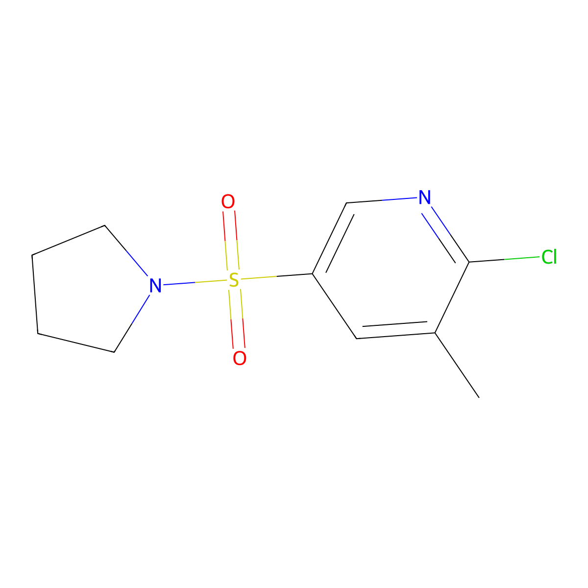 2-Chloro-3-methyl-5-(pyrrolidin-1-ylsulfonyl)pyridine molecular structure, CAS 1355193-17-7