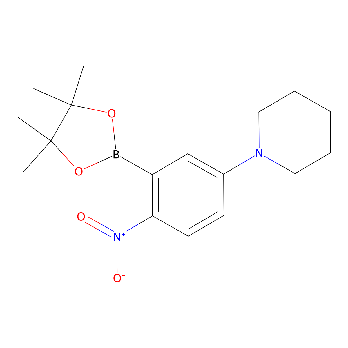 1-[4-Nitro-3-(4,4,5,5-tetramethyl-[1,3,2]dioxaborolan-2-yl)-phenyl]-piperidine molecular structure, CAS 1355193-23-5