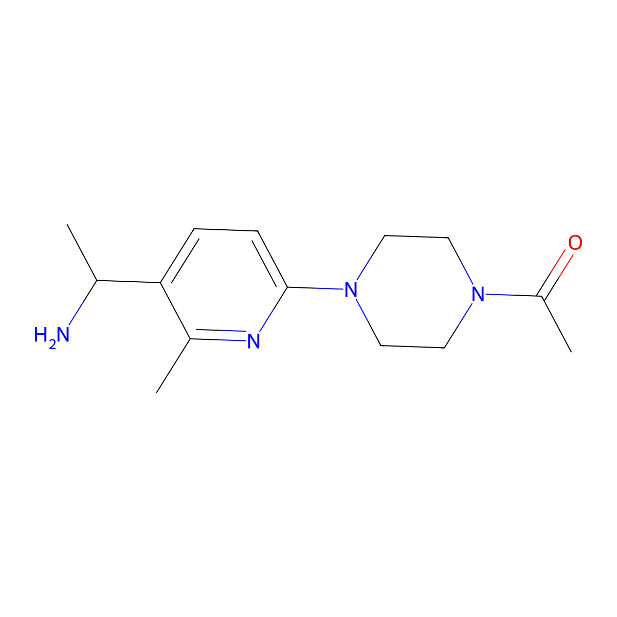 1-(4-(5-(1-Aminoethyl)-6-methylpyridin-2-yl)piperazin-1-yl)ethanone molecular structure, CAS 1355193-48-4