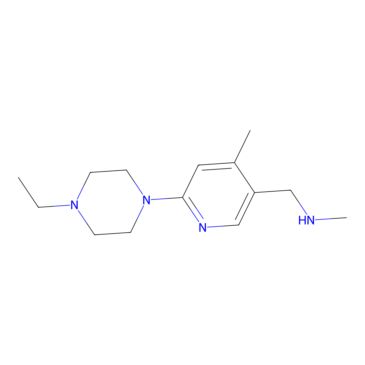 6-(4-Ethyl-1-piperazinyl)-N,4-dimethyl-3-pyridinemethanamine molecular structure, CAS 1355193-51-9