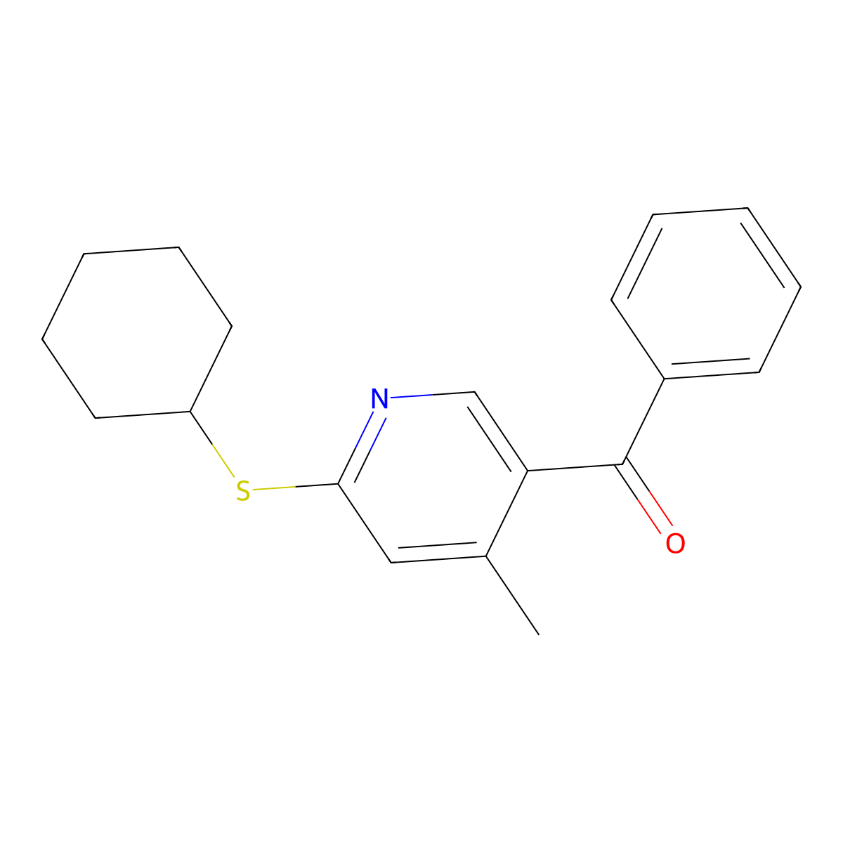 (6-(Cyclohexylthio)-4-methylpyridin-3-yl)(phenyl)methanone molecular structure, CAS 1355193-52-0