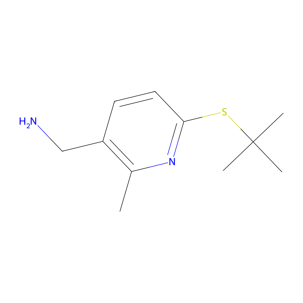 (6-(tert-Butylthio)-2-methylpyridin-3-yl)methanamine molecular structure, CAS 1355194-46-5