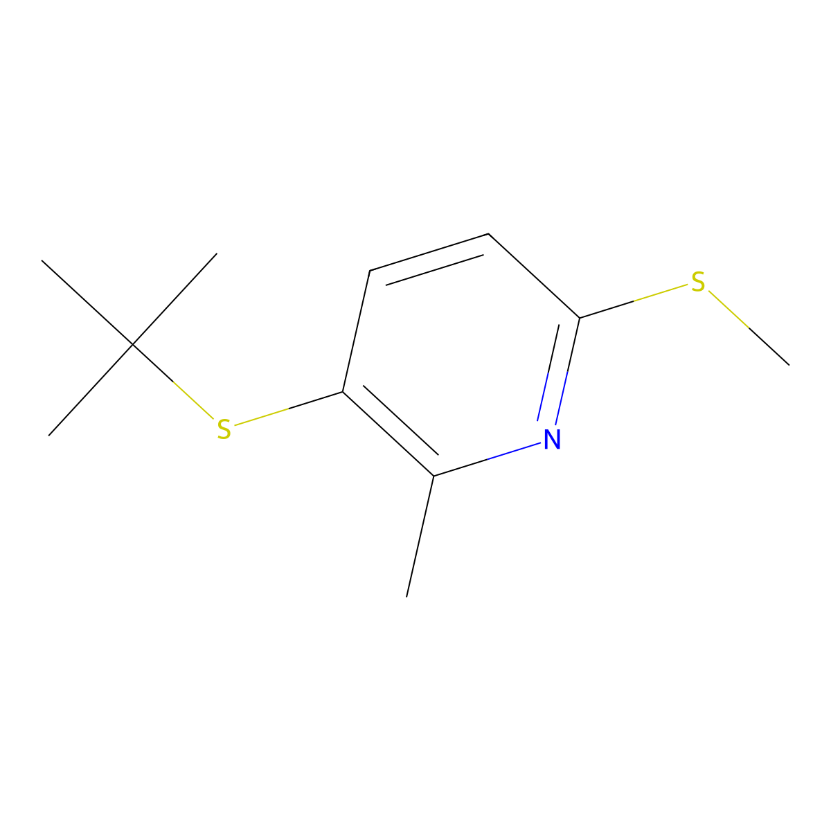 3-Tert-butylsulfanyl-2-methyl-6-methylsulfanylpyridine molecular structure, CAS 1355195-05-9