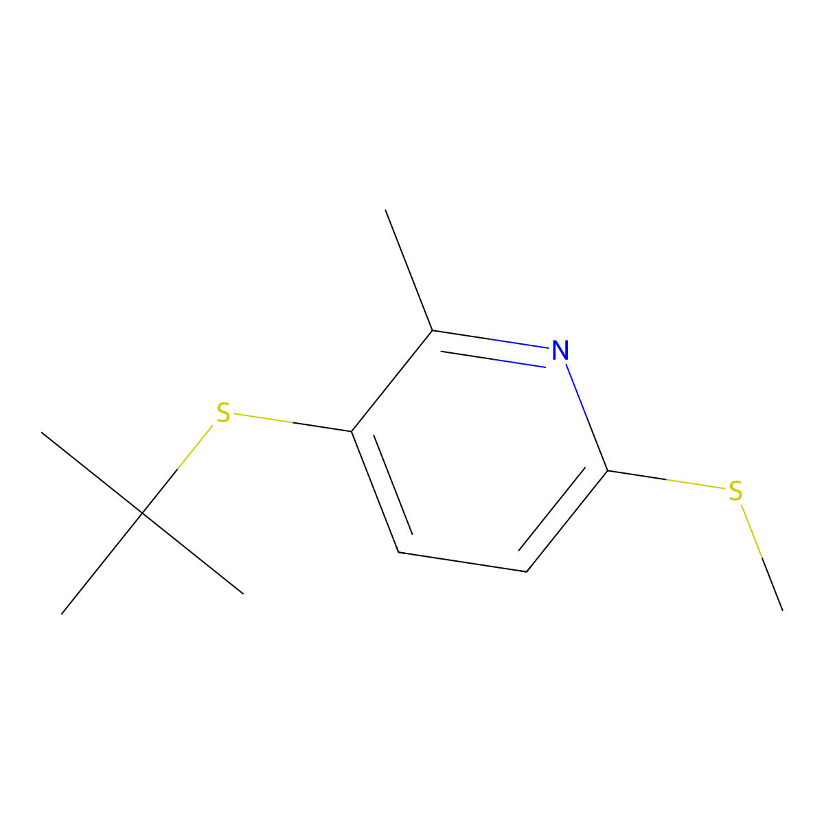 3-Tert-butylsulfanyl-2-methyl-6-methylsulfanylpyridine molecular structure, CAS 1355195-05-9