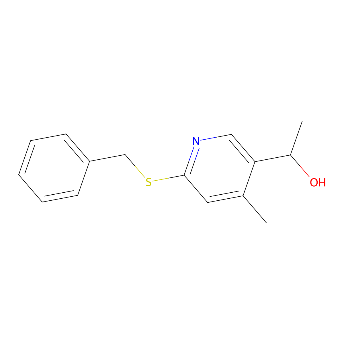 1-(6-Benzylsulfanyl-4-methyl-pyridin-3-yl)-ethanol molecular structure, CAS 1355195-31-1