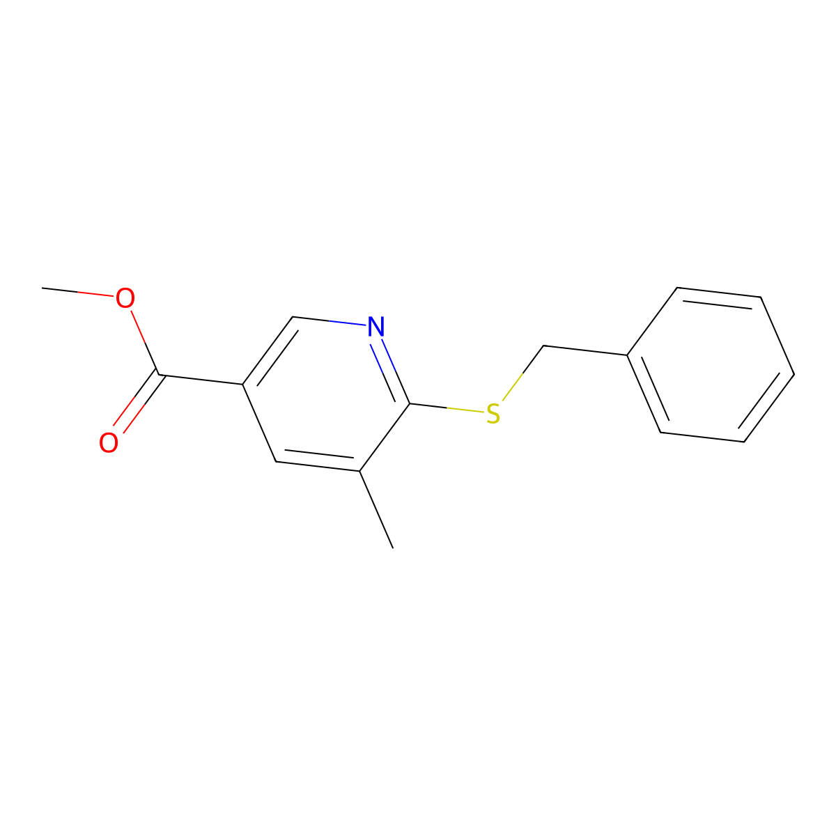 6-Benzylsulfanyl-5-methyl-nicotinic acid methyl ester molecular structure, CAS 1355195-33-3