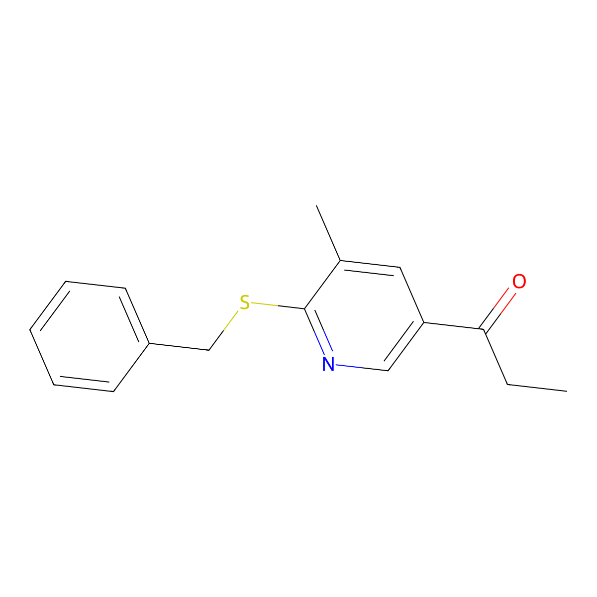 1-(6-Benzylsulfanyl-5-methyl-pyridin-3-yl)-propan-1-one molecular structure, CAS 1355195-51-5