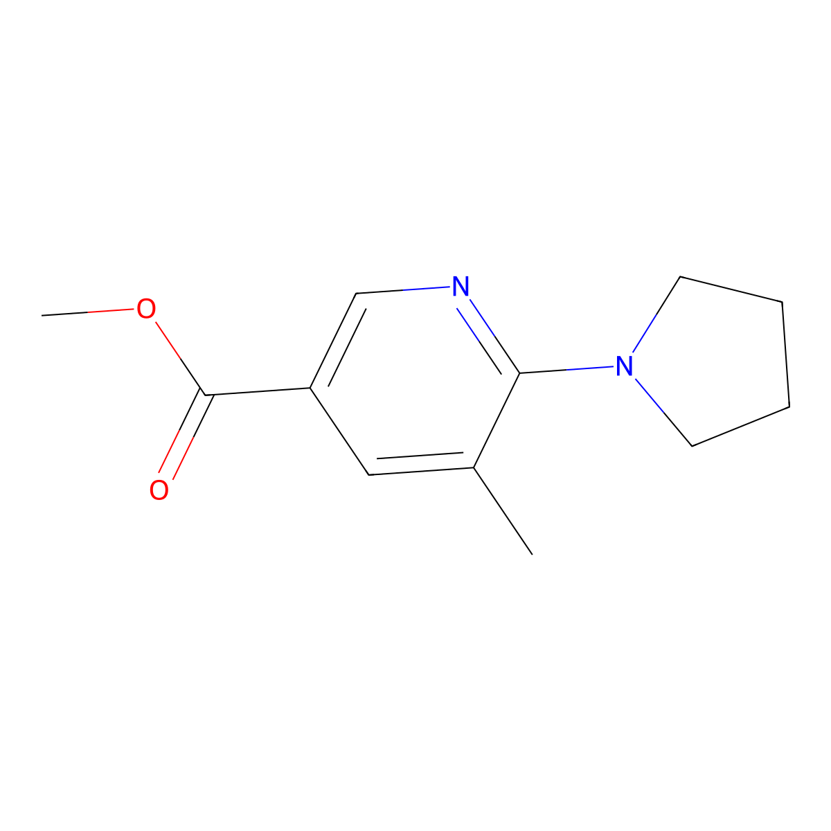 5-Methyl-6-pyrrolidin-1-yl-nicotinic acid methyl ester molecular structure, CAS 1355195-63-9
