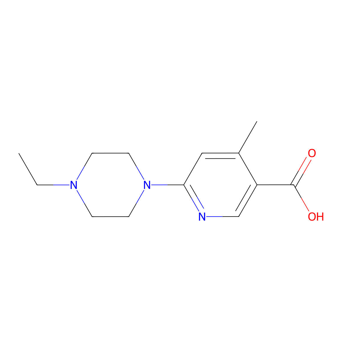 6-(4-Ethyl-piperazin-1-yl)-4-methyl-nicotinic acid molecular structure, CAS 1355195-87-7