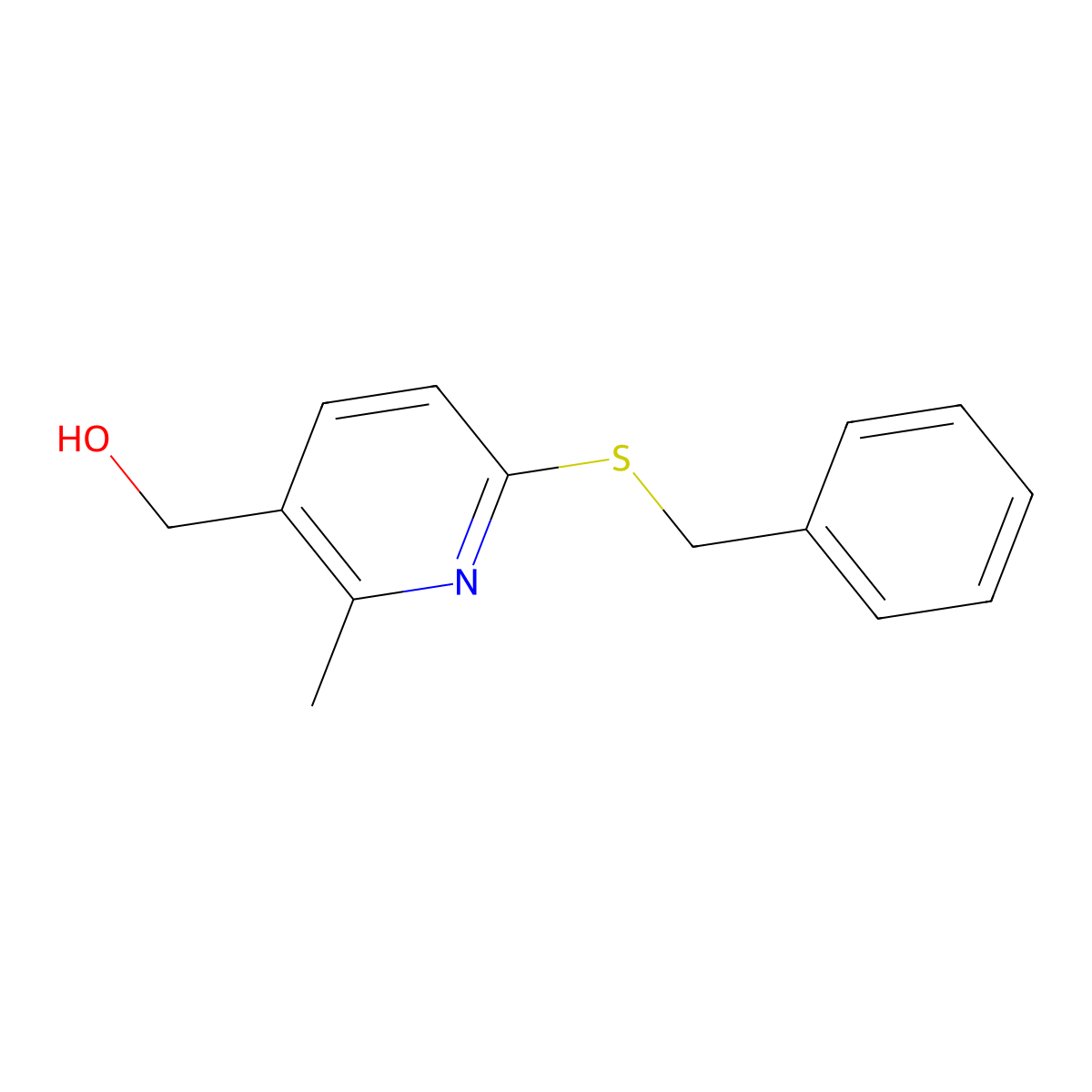 (6-Benzylsulfanyl-2-methyl-pyridin-3-yl)-methanol molecular structure, CAS 1355196-49-4