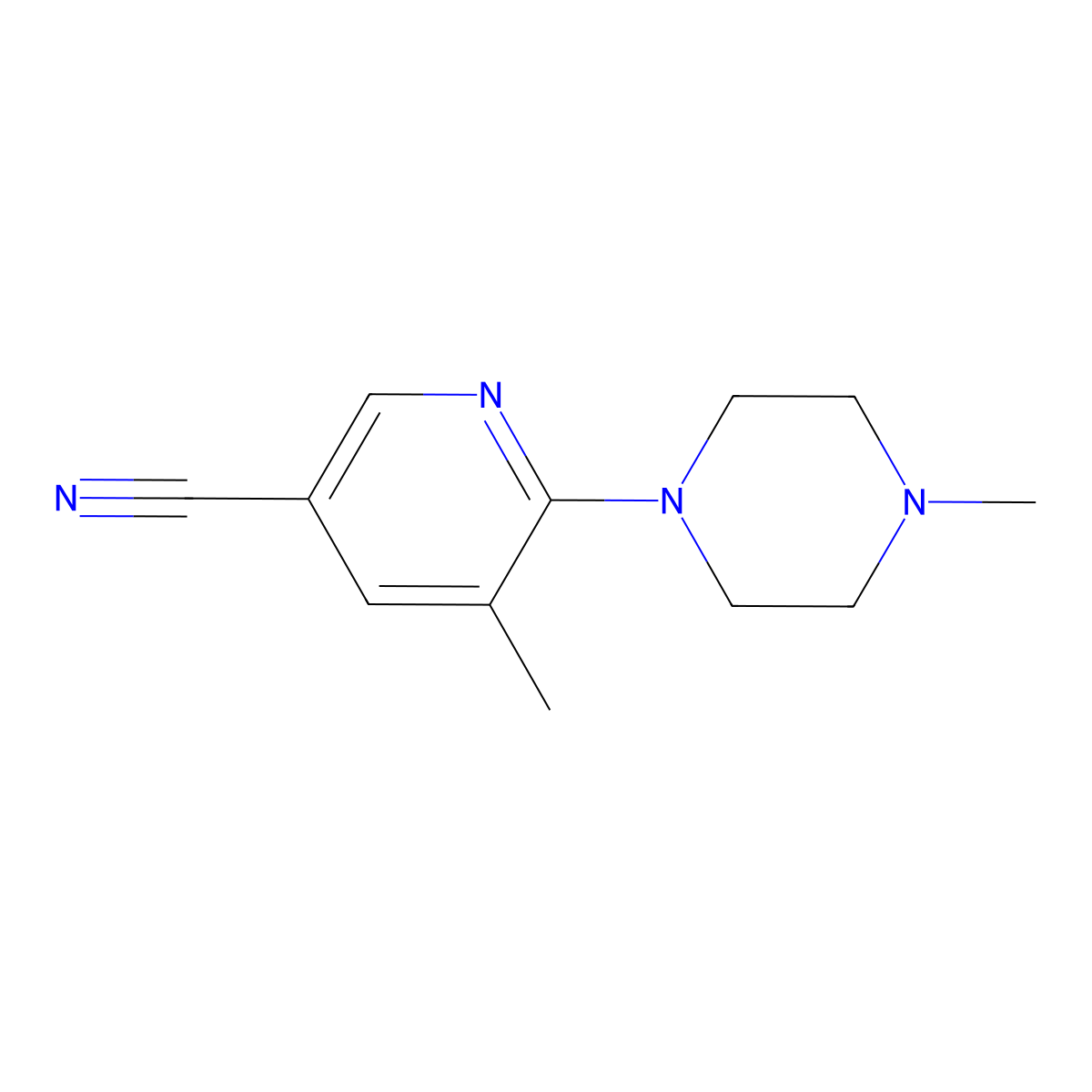 5-Methyl-6-(4-methylpiperazin-1-yl)nicotinonitrile molecular structure, CAS 1355196-51-8