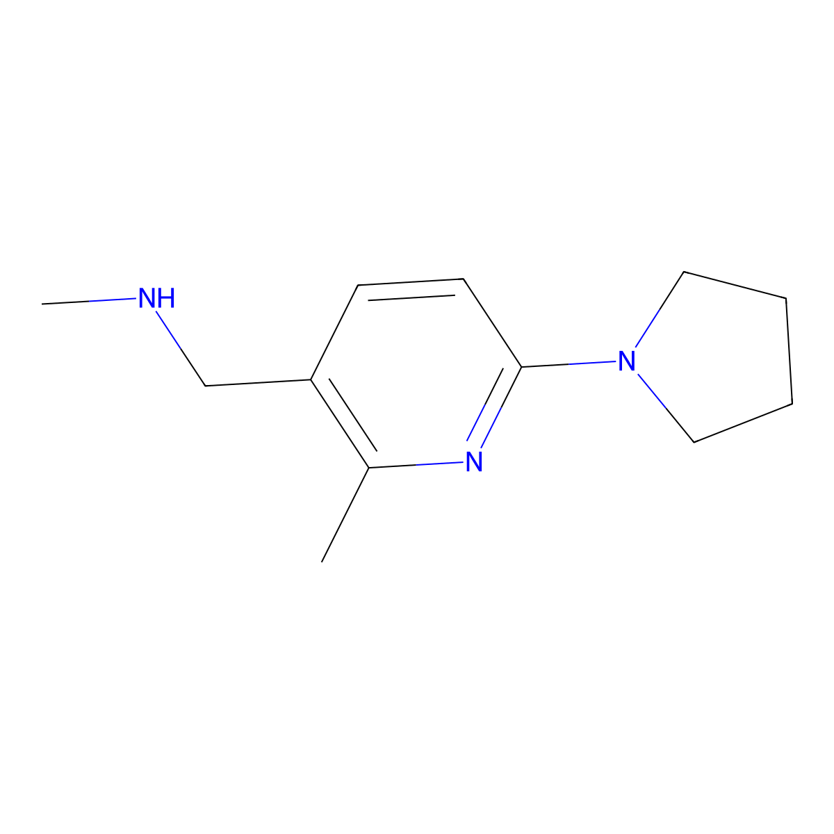N,2-Dimethyl-6-(1-pyrrolidinyl)-3-pyridinemethanamine molecular structure, CAS 1355196-53-0