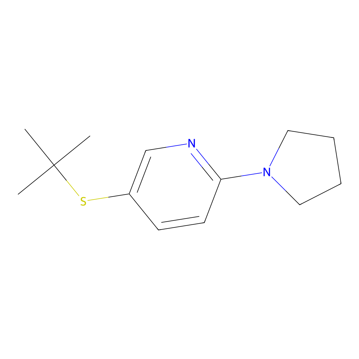 5-(tert-Butylthio)-2-(pyrrolidin-1-yl)pyridine molecular structure, CAS 1355196-63-2
