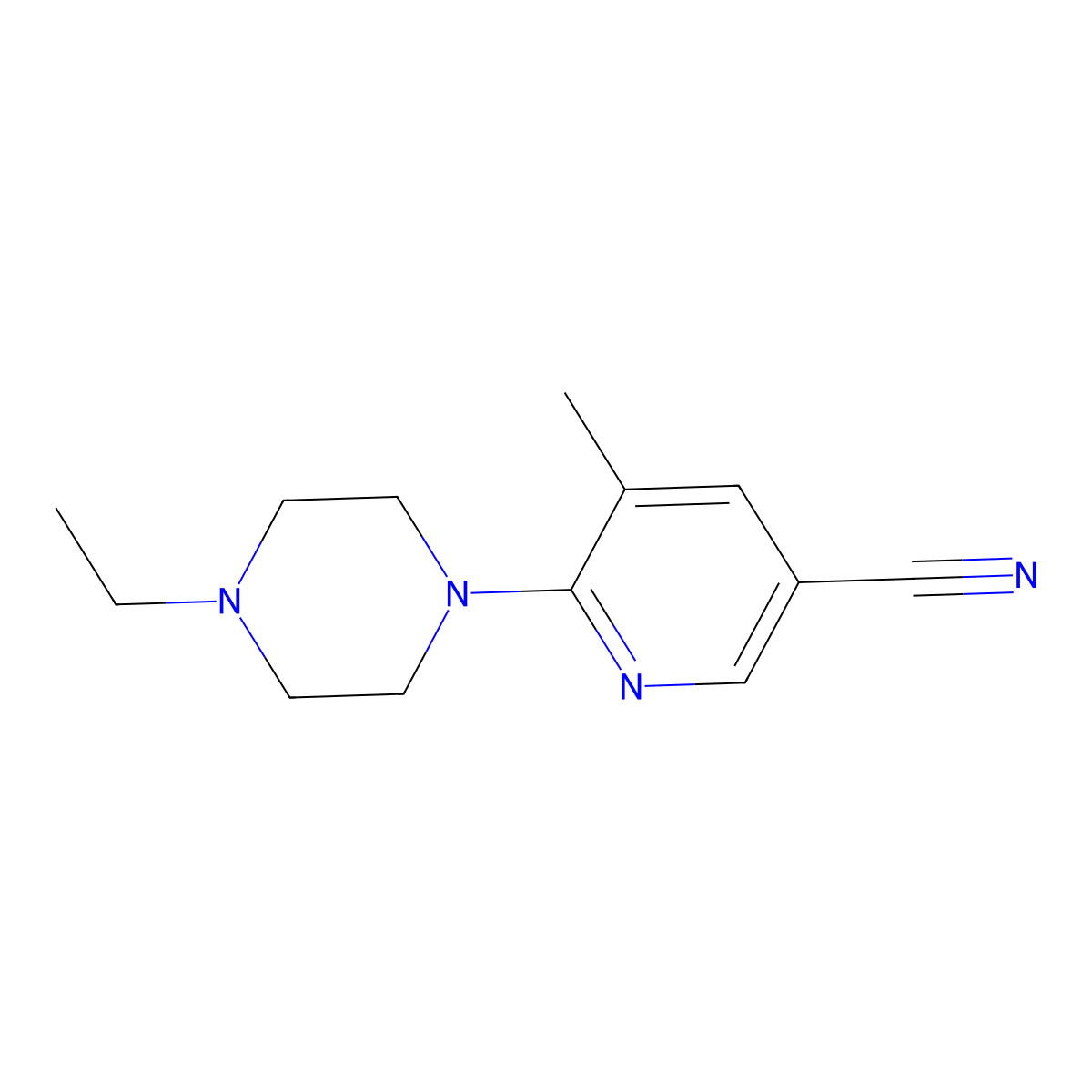 6-(4-Ethyl-piperazin-1-yl)-5-methyl-nicotinonitrile molecular structure, CAS 1355197-10-2