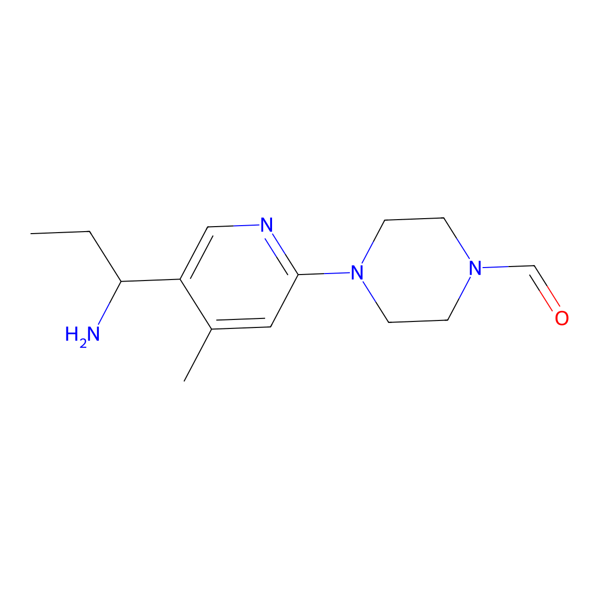 4-(5-(1-Aminopropyl)-4-methylpyridin-2-yl)piperazine-1-carbaldehyde molecular structure, CAS 1355197-20-4