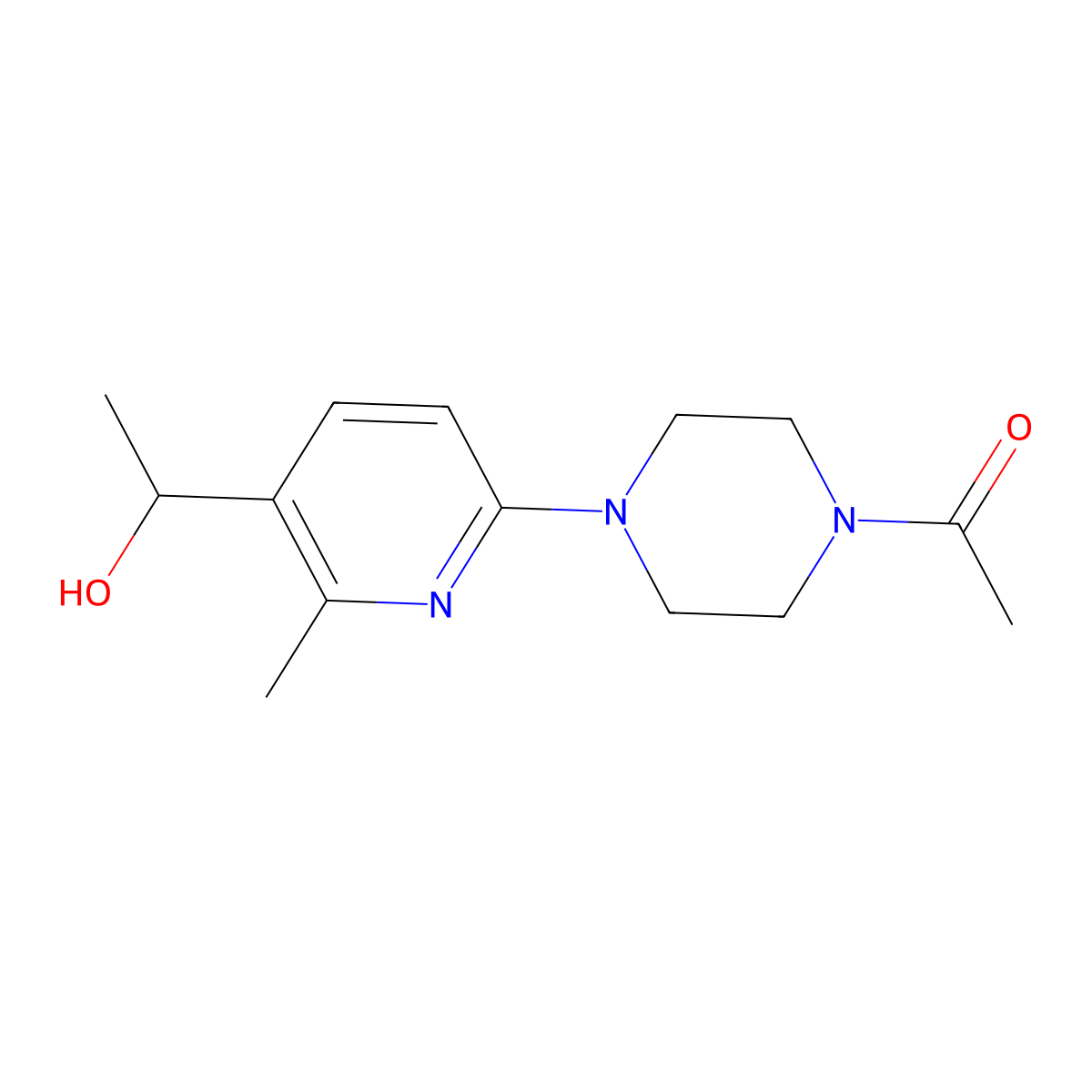 1-(4-(5-(1-Hydroxyethyl)-6-methylpyridin-2-yl)piperazin-1-yl)ethanone molecular structure, CAS 1355197-34-0