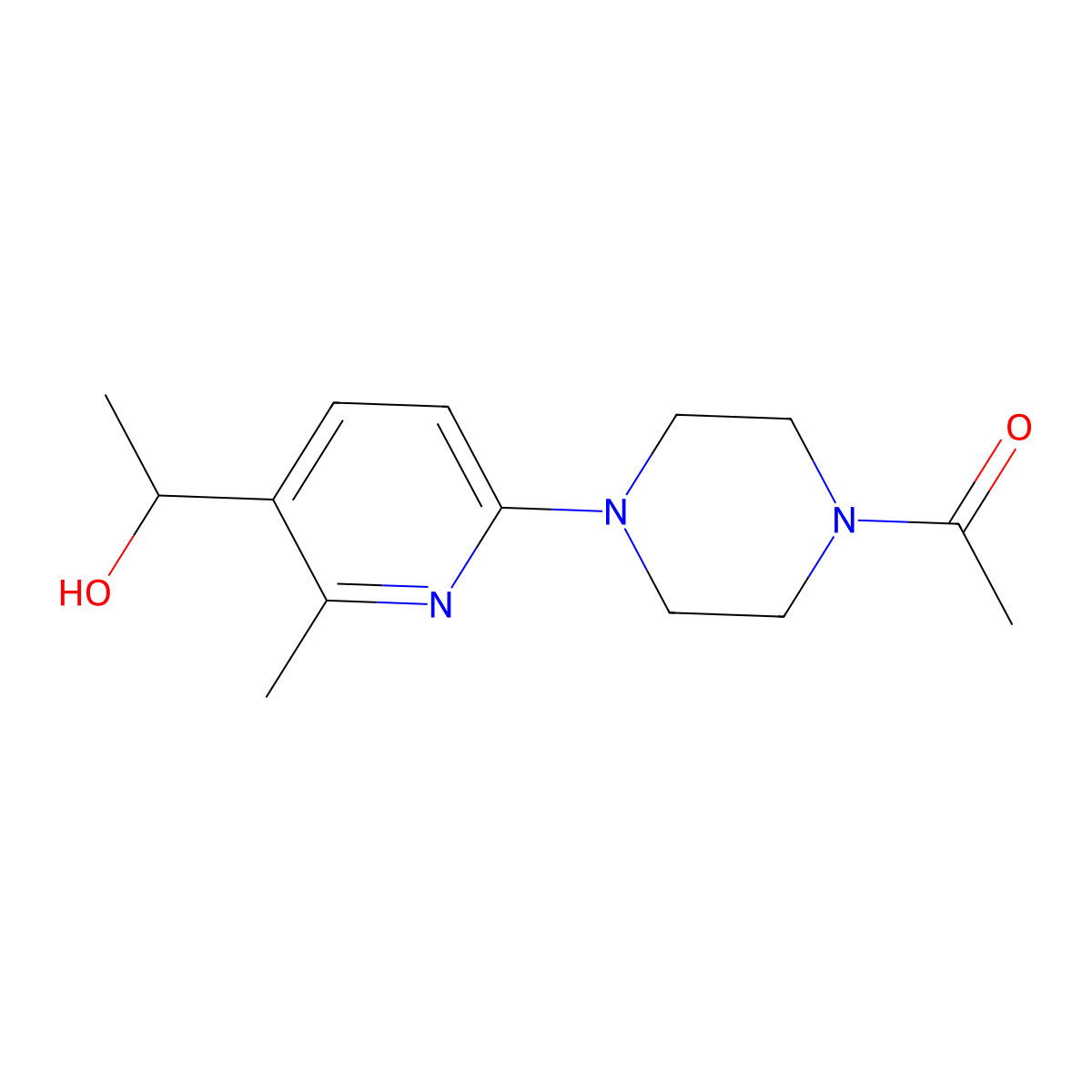 1-(4-(5-(1-Hydroxyethyl)-6-methylpyridin-2-yl)piperazin-1-yl)ethanone molecular structure, CAS 1355197-34-0