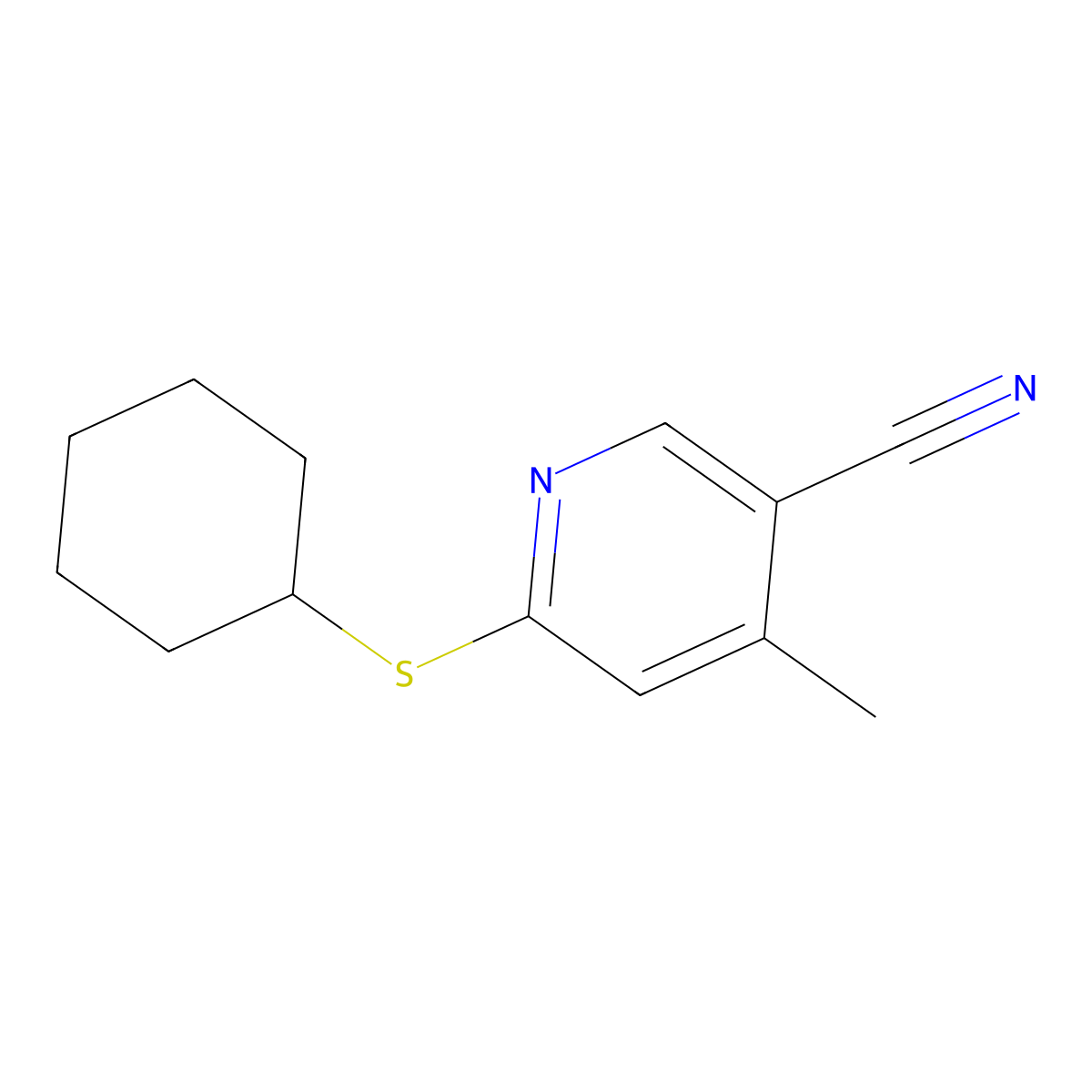 6-(Cyclohexylthio)-4-methylnicotinonitrile molecular structure, CAS 1355197-42-0