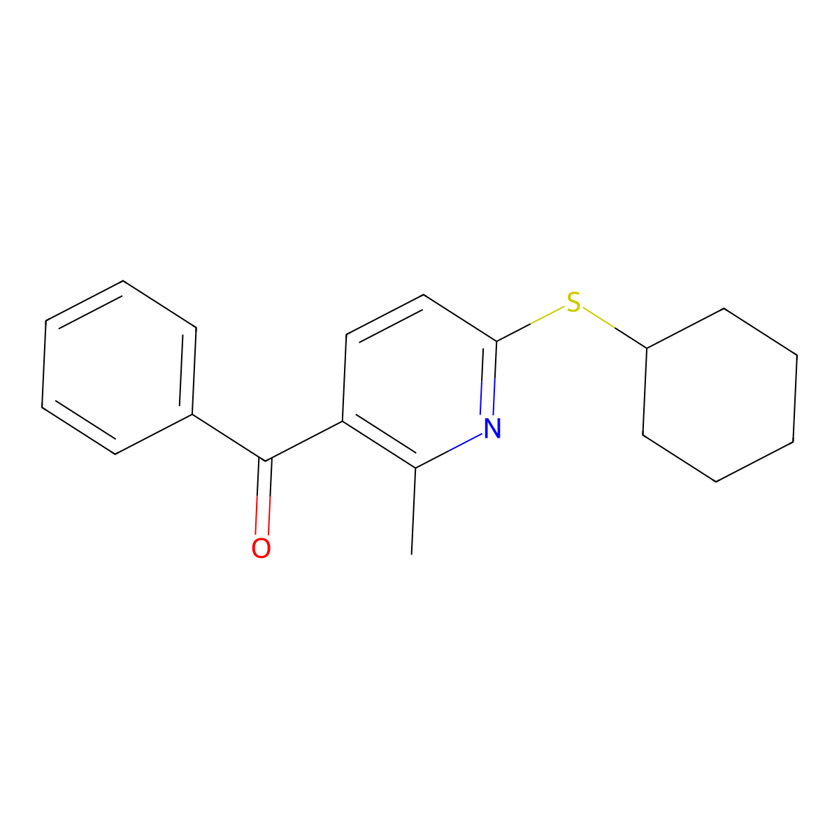 (6-Cyclohexylsulfanyl-2-methyl-pyridin-3-yl)-phenyl-methanone molecular structure, CAS 1355200-12-2