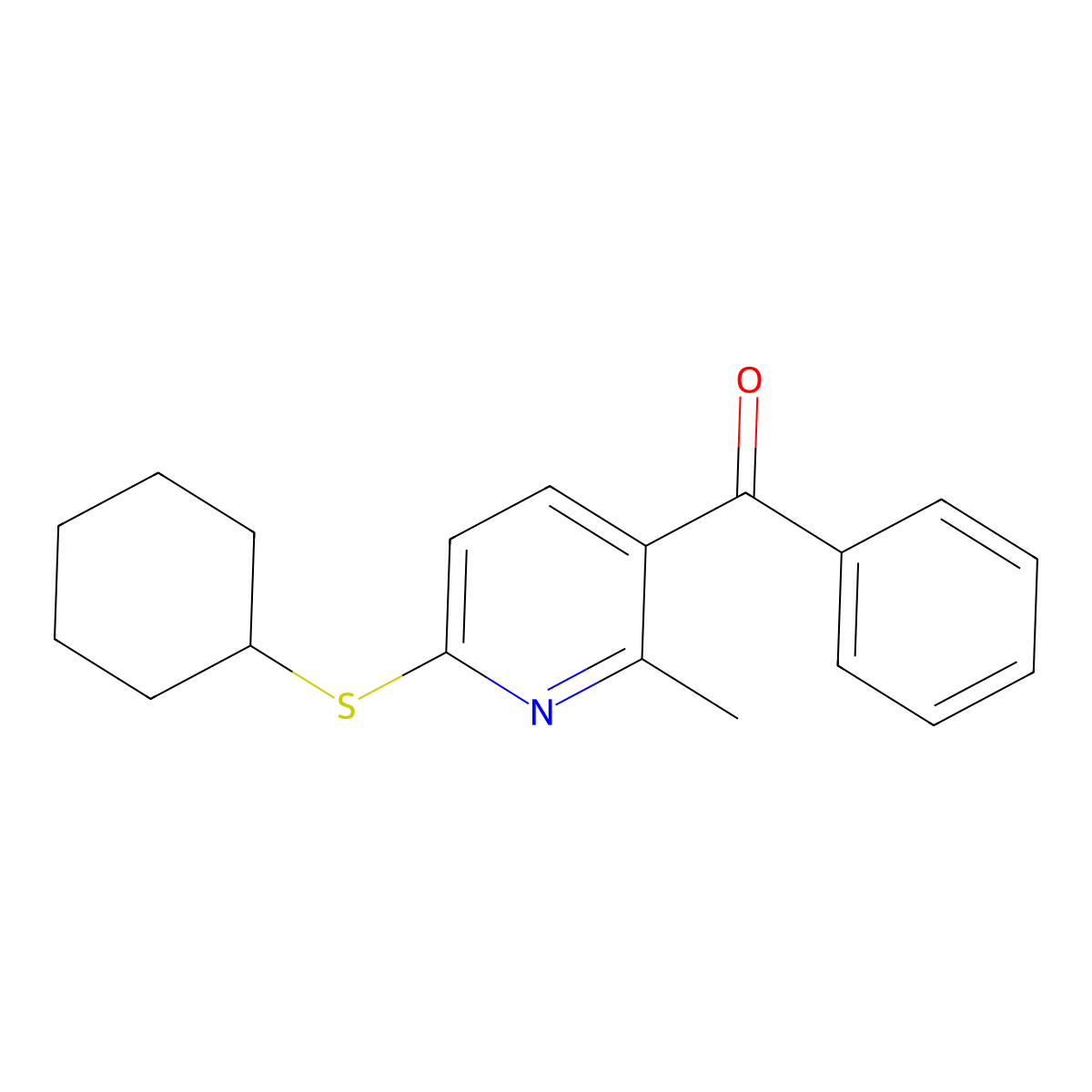 (6-Cyclohexylsulfanyl-2-methyl-pyridin-3-yl)-phenyl-methanone molecular structure, CAS 1355200-12-2