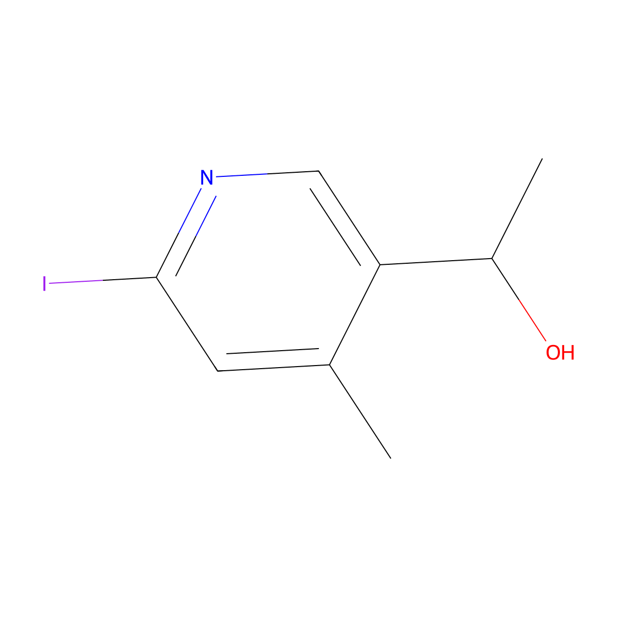 1-(6-Iodo-4-methylpyridin-3-yl)ethanol molecular structure, CAS 1355200-66-6