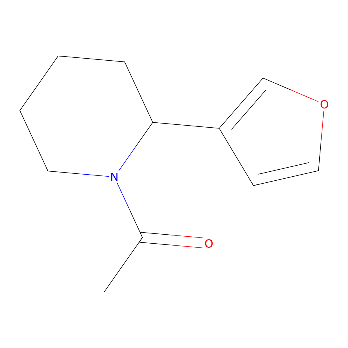 1-(2-(Furan-3-yl)piperidin-1-yl)ethanone molecular structure, CAS 1355200-69-9