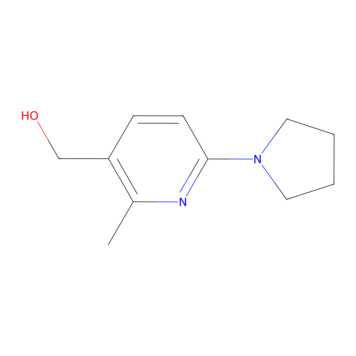 (2-Methyl-6-(pyrrolidin-1-yl)pyridin-3-yl)methanol molecular structure, CAS 1355201-95-4