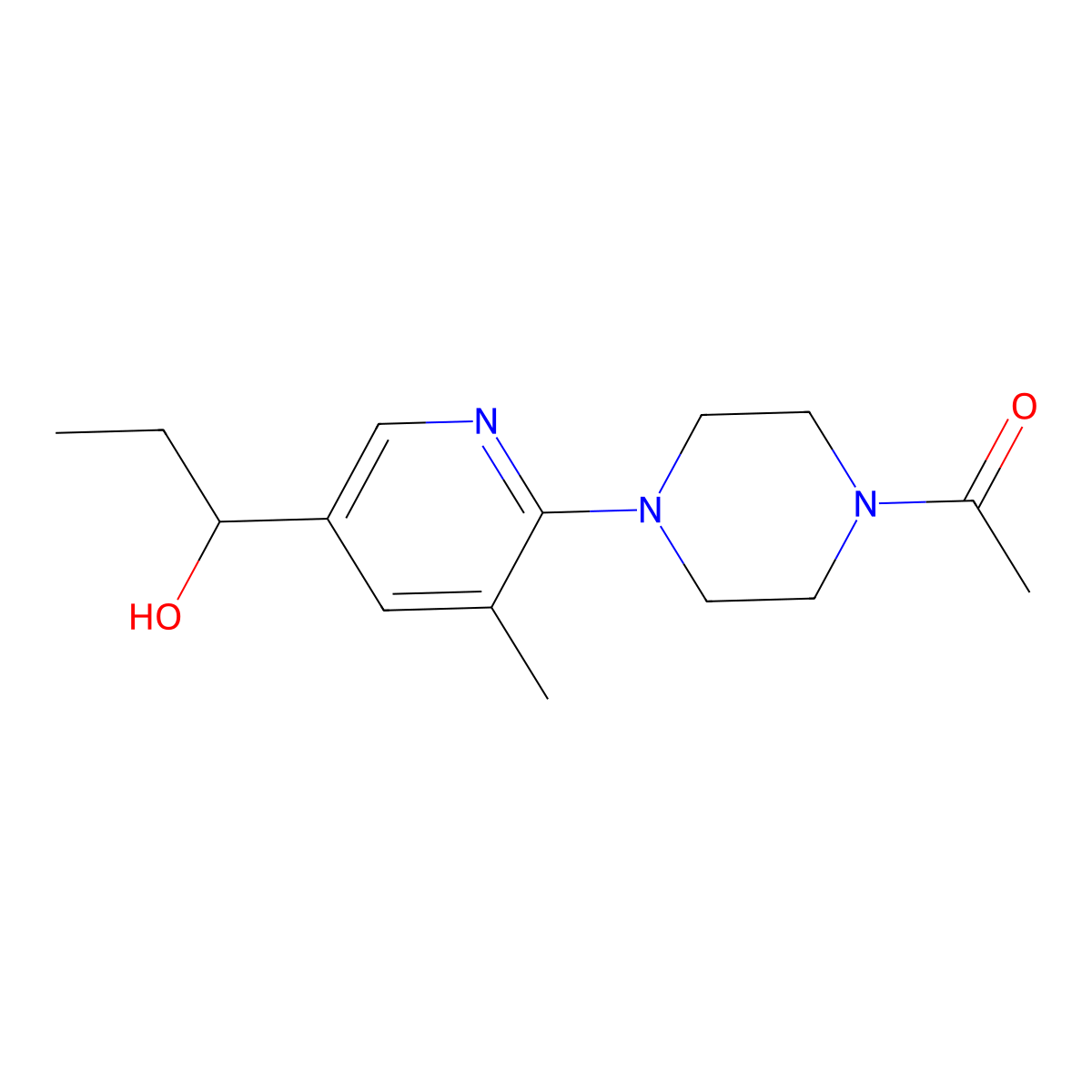 1-(4-(5-(1-Hydroxypropyl)-3-methylpyridin-2-yl)piperazin-1-yl)ethanone molecular structure, CAS 1355202-10-6