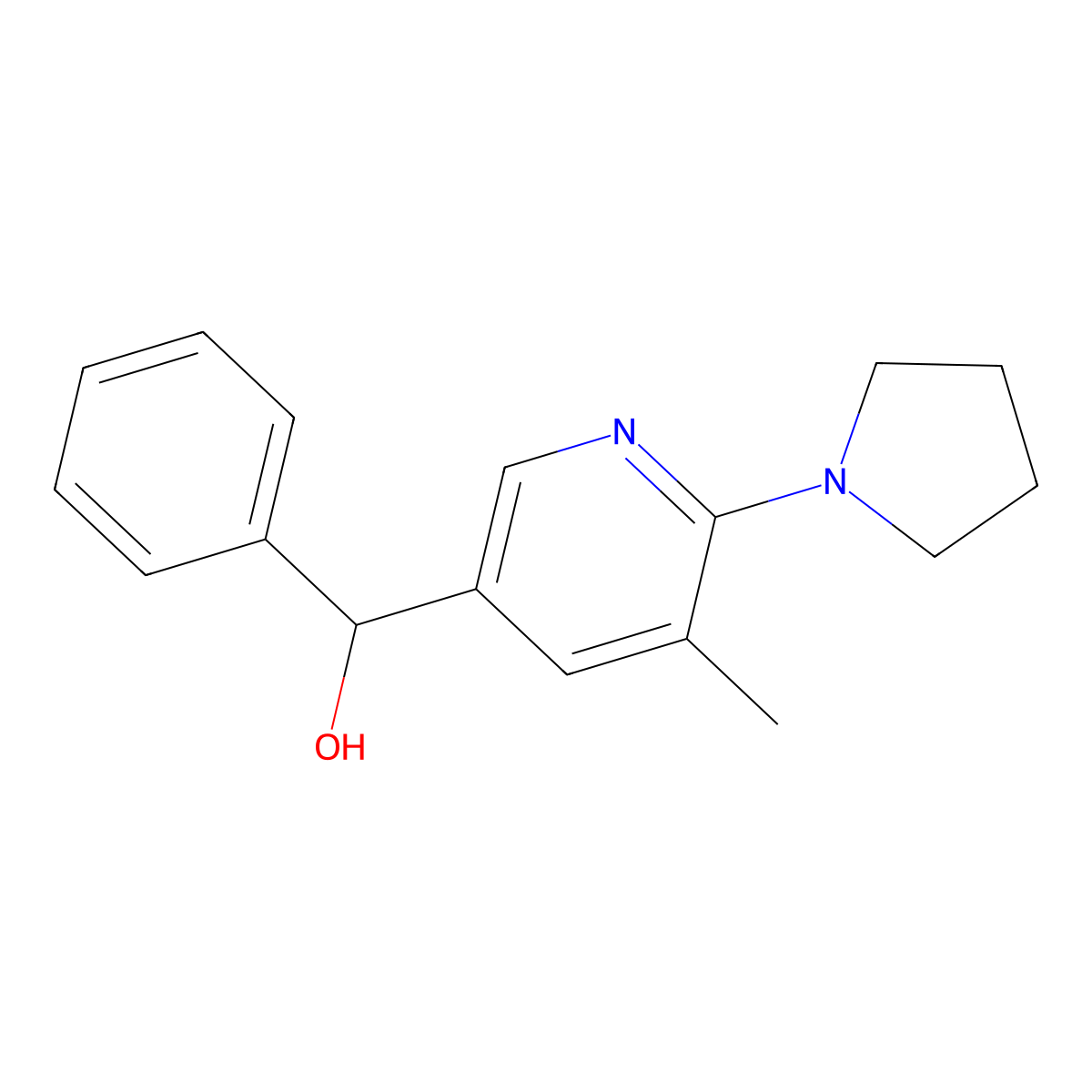 (5-Methyl-6-pyrrolidin-1-yl-pyridin-3-yl)-phenyl-methanol molecular structure, CAS 1355202-50-4