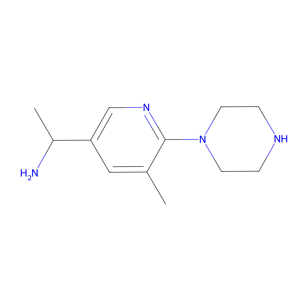 1-(5-Methyl-6-(piperazin-1-yl)pyridin-3-yl)ethanamine molecular structure, CAS 1355203-01-8