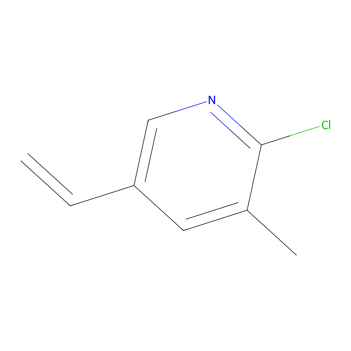 2-Chloro-5-ethenyl-3-methylpyridine molecular structure, CAS 1355204-24-8