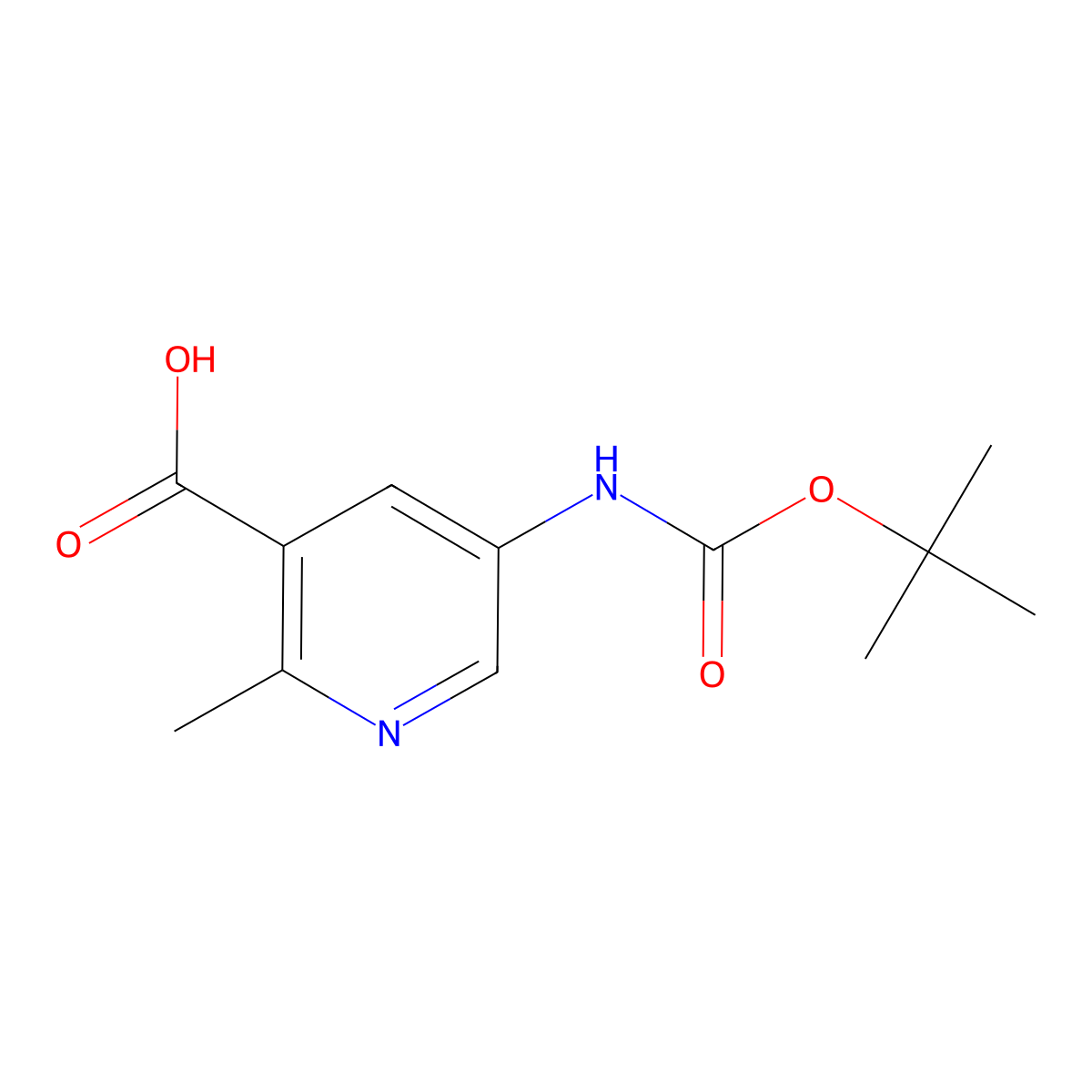 5-((tert-Butoxycarbonyl)amino)-2-methylnicotinic acid molecular structure, CAS 1355204-33-9