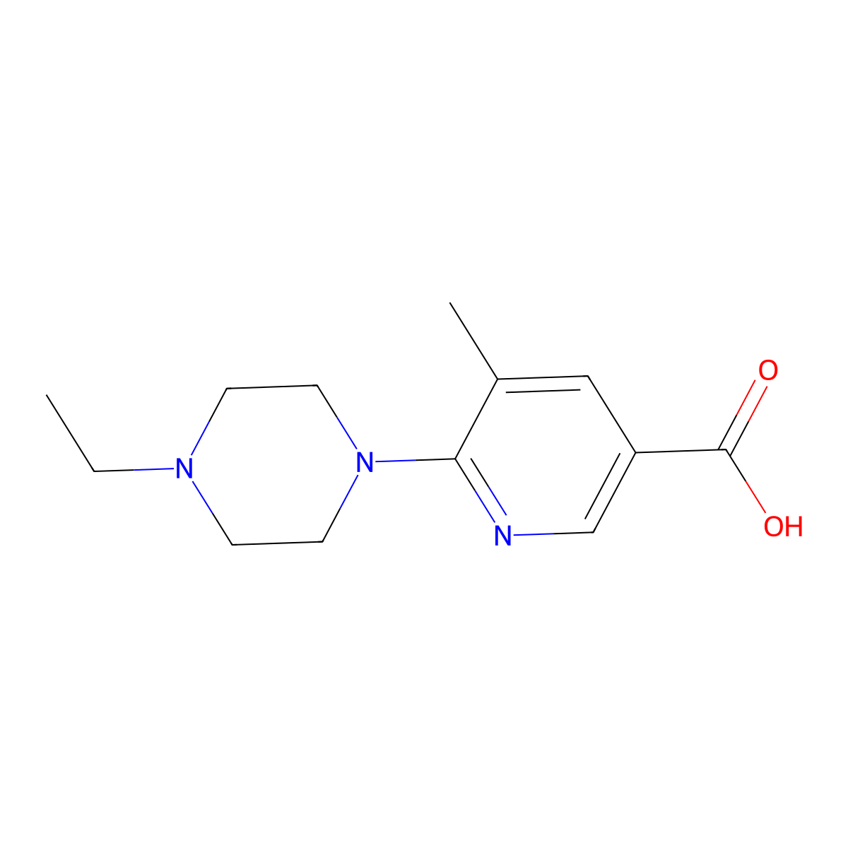 6-(4-Ethylpiperazin-1-yl)-5-methylnicotinic acid molecular structure, CAS 1355204-44-2