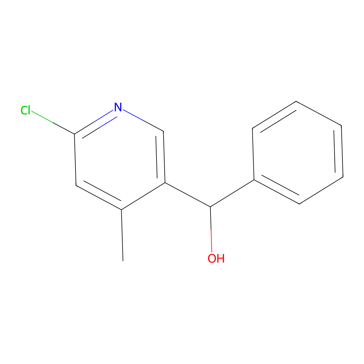 (6-Chloro-4-methylpyridin-3-yl)(phenyl)methanol molecular structure, CAS 1355204-73-7