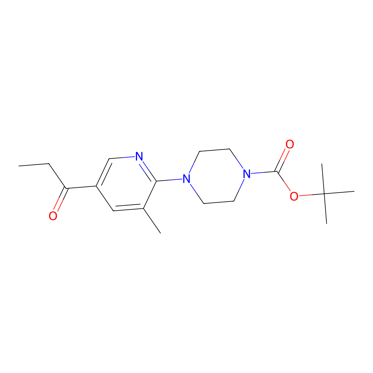 tert-Butyl 4-(3-methyl-5-propionylpyridin-2-yl)piperazine-1-carboxylate molecular structure, CAS 1355204-75-9