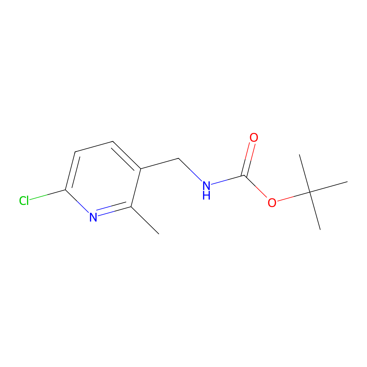 Tert-butyl ((6-chloro-2-methylpyridin-3-yl)methyl)carbamate molecular structure, CAS 1355204-93-1